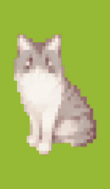 [LINE着せ替え] 猫のドット絵のきせかえ Green 03の画像1