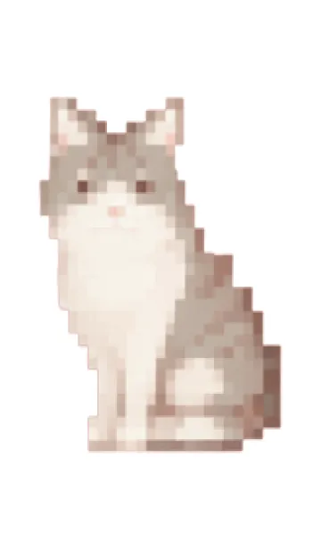 [LINE着せ替え] 猫のドット絵のきせかえ Green 04の画像1