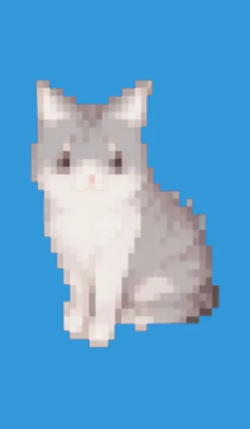 [LINE着せ替え] 猫のドット絵のきせかえ Blue 01の画像1