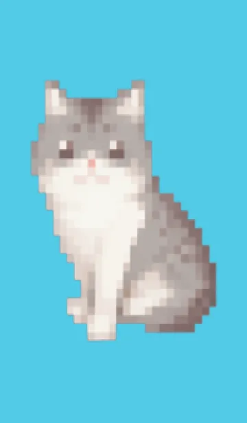 [LINE着せ替え] 猫のドット絵のきせかえ Blue 03の画像1