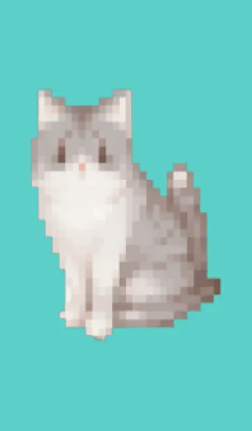 [LINE着せ替え] 猫のドット絵のきせかえ Green 10の画像1