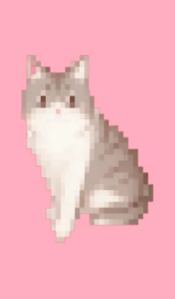 [LINE着せ替え] 猫のドット絵のきせかえ Pink 04の画像1