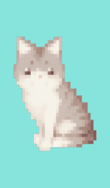 [LINE着せ替え] 猫のドット絵のきせかえ Green 09の画像1