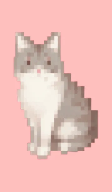 [LINE着せ替え] 猫のドット絵のきせかえ Pink 02の画像1