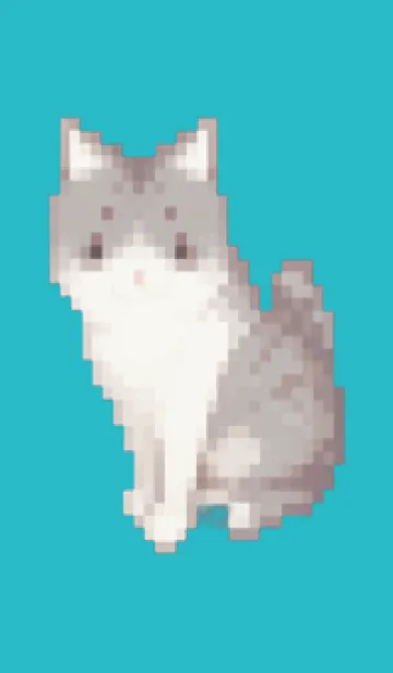 [LINE着せ替え] 猫のドット絵のきせかえ Green 06の画像1