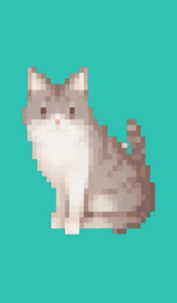 [LINE着せ替え] 猫のドット絵のきせかえ Green 08の画像1