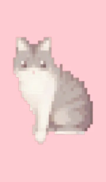 [LINE着せ替え] 猫のドット絵のきせかえ Pink 03の画像1