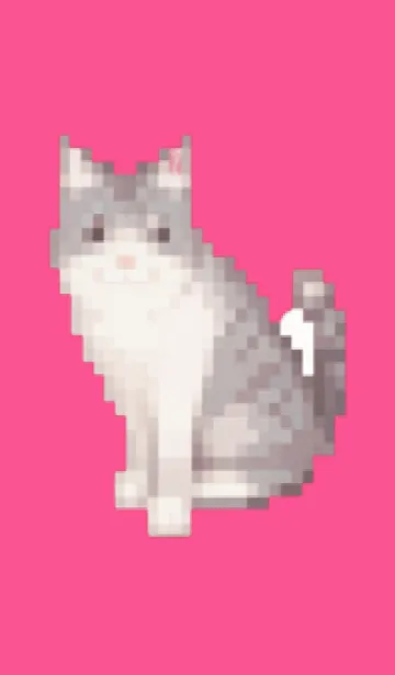 [LINE着せ替え] 猫のドット絵のきせかえ Pink 01の画像1