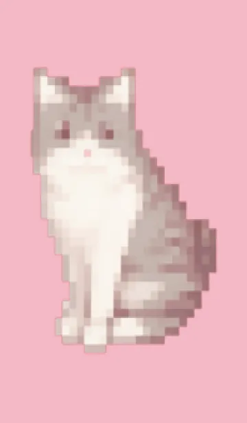 [LINE着せ替え] 猫のドット絵のきせかえ Pink 05の画像1