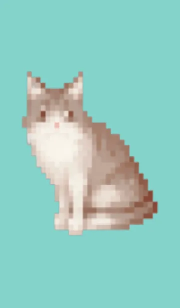 [LINE着せ替え] 猫のドット絵のきせかえ Green 07の画像1