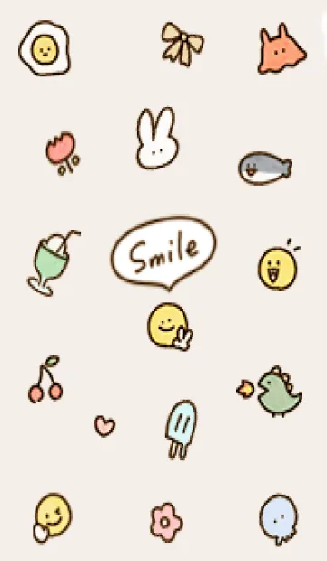 [LINE着せ替え] ベージュ simple smile icon05_1の画像1