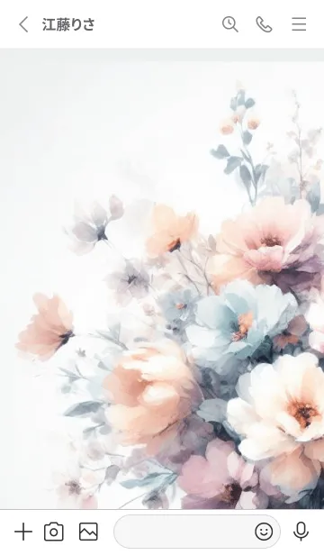 [LINE着せ替え] Watercolor White Flower-hisatoto 95の画像2