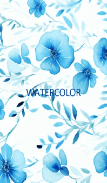 [LINE着せ替え] WATERCOLOR-BLUE FLOWER 7の画像1