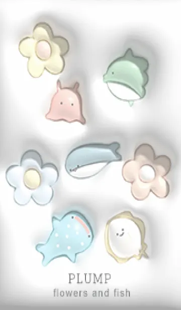 [LINE着せ替え] ぷっくり花と魚01_1の画像1