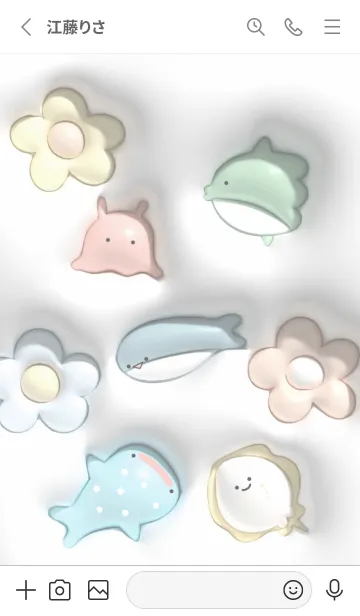 [LINE着せ替え] ぷっくり花と魚01_1の画像2