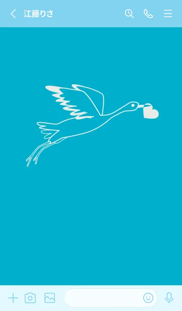 [LINE着せ替え] 鳥とハート ターコイズブルーの画像2