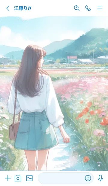 [LINE着せ替え] flower field cute girl anime 300%の画像2