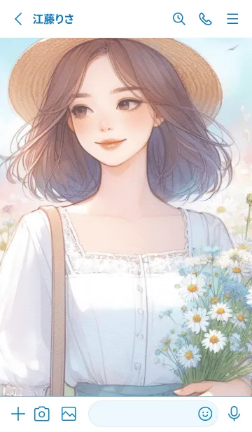[LINE着せ替え] flower field cute girl anime 600%の画像2