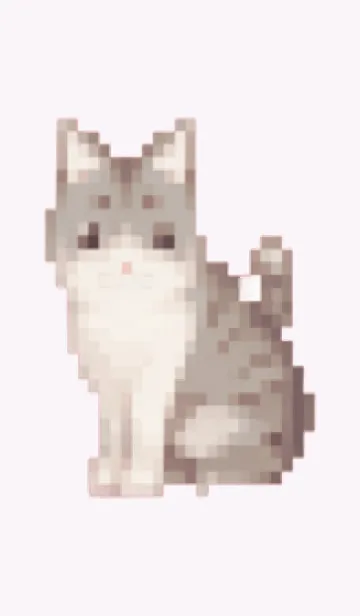 [LINE着せ替え] 猫のドット絵のきせかえ Purple 03の画像1