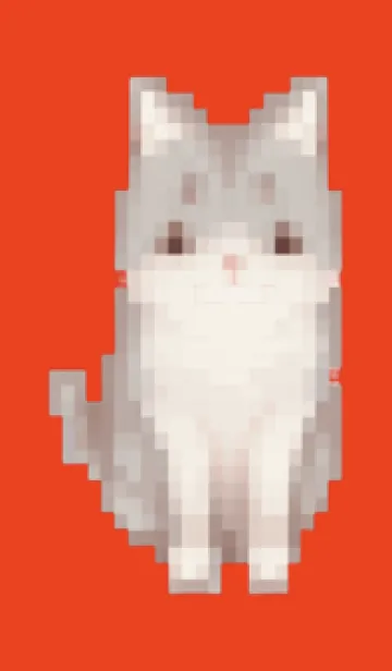 [LINE着せ替え] 猫のドット絵のきせかえ Red 02の画像1