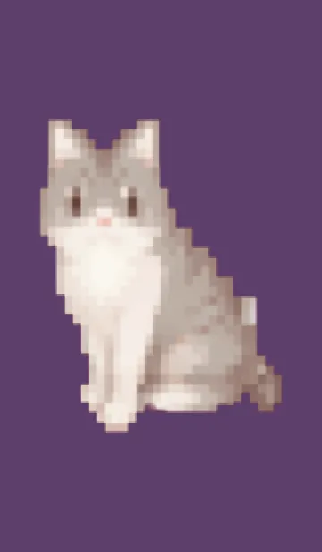 [LINE着せ替え] 猫のドット絵のきせかえ Purple 05の画像1