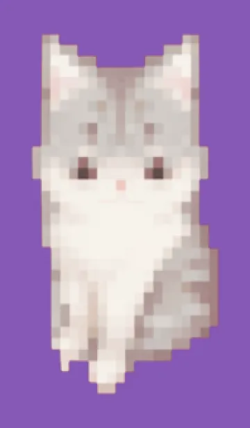 [LINE着せ替え] 猫のドット絵のきせかえ Purple 01の画像1