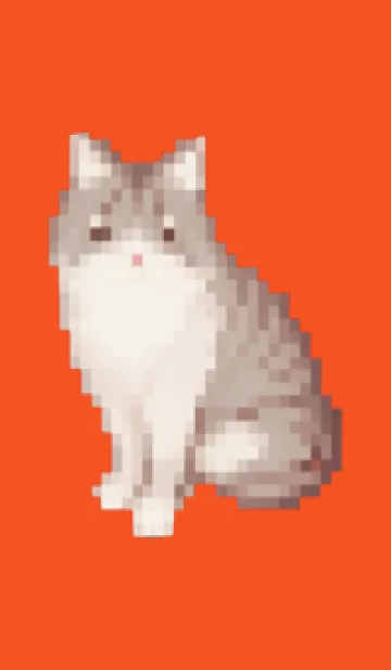 [LINE着せ替え] 猫のドット絵のきせかえ Red 05の画像1