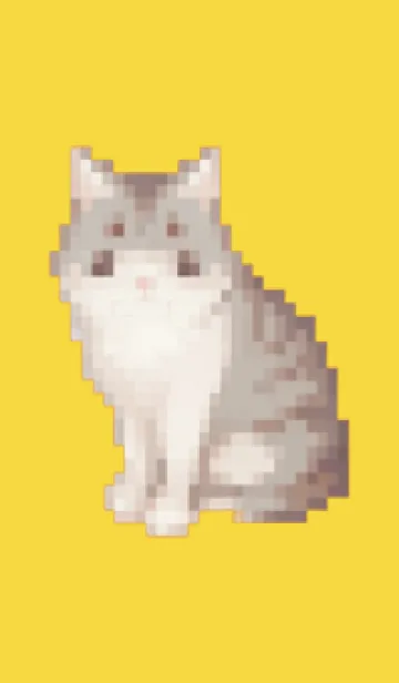 [LINE着せ替え] 猫のドット絵のきせかえ Yellow 02の画像1