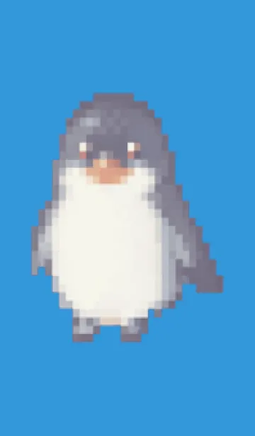 [LINE着せ替え] ペンギンのドット絵のきせかえ Blue 01の画像1