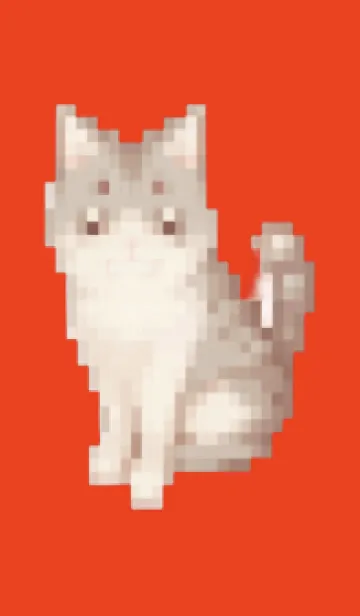 [LINE着せ替え] 猫のドット絵のきせかえ Red 03の画像1