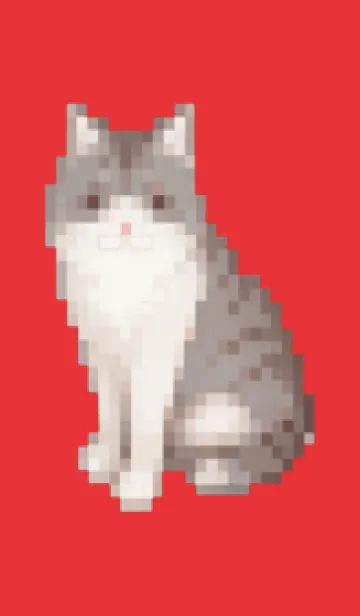 [LINE着せ替え] 猫のドット絵のきせかえ Red 04の画像1