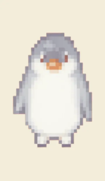 [LINE着せ替え] ペンギンのドット絵のきせかえ Beige 03の画像1