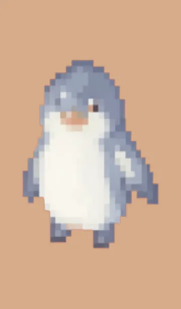 [LINE着せ替え] ペンギンのドット絵のきせかえ Beige 02の画像1