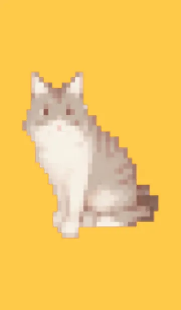 [LINE着せ替え] 猫のドット絵のきせかえ Yellow 03の画像1