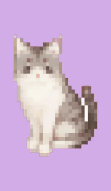 [LINE着せ替え] 猫のドット絵のきせかえ Purple 02の画像1