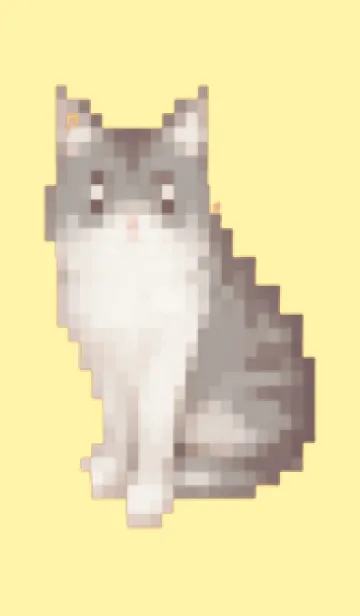 [LINE着せ替え] 猫のドット絵のきせかえ Yellow 05の画像1