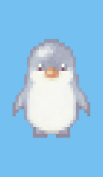 [LINE着せ替え] ペンギンのドット絵のきせかえ Blue 05の画像1