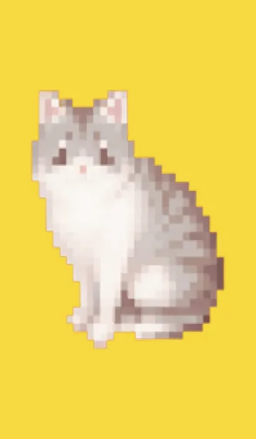 [LINE着せ替え] 猫のドット絵のきせかえ Yellow 01の画像1