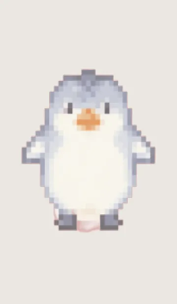 [LINE着せ替え] ペンギンのドット絵のきせかえ Beige 01の画像1