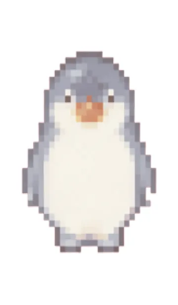 [LINE着せ替え] ペンギンのドット絵のきせかえ BW 03の画像1