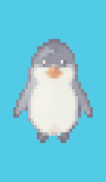 [LINE着せ替え] ペンギンのドット絵のきせかえ Blue 03の画像1