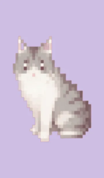 [LINE着せ替え] 猫のドット絵のきせかえ Purple 04の画像1