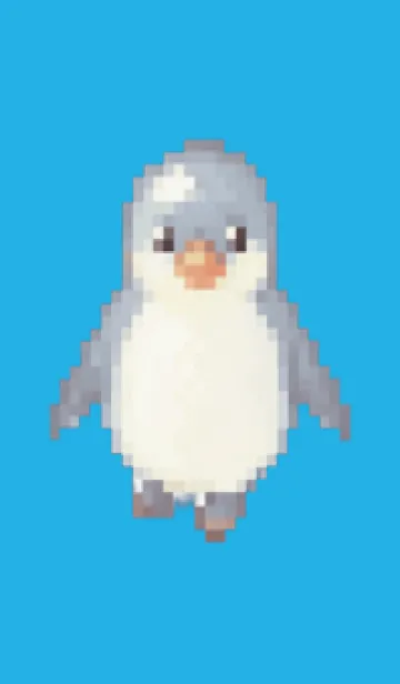 [LINE着せ替え] ペンギンのドット絵のきせかえ Blue 04の画像1