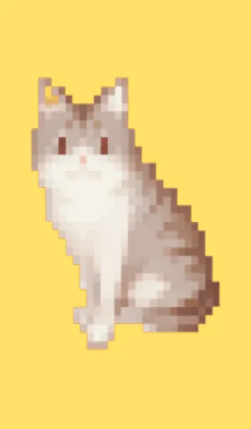 [LINE着せ替え] 猫のドット絵のきせかえ Yellow 04の画像1