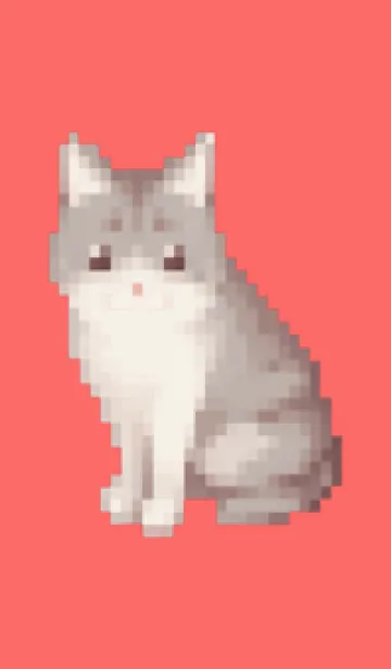 [LINE着せ替え] 猫のドット絵のきせかえ Red 01の画像1