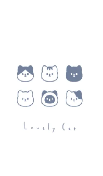 [LINE着せ替え] ねこのかお。グレーブルーの画像1