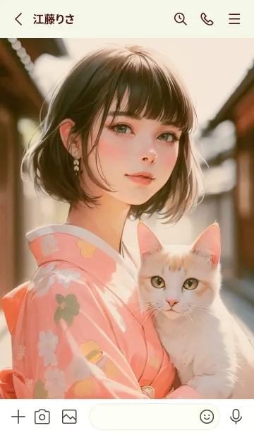 [LINE着せ替え] 美人絵 京都癒しの旅5.1～和服少女&猫の画像2