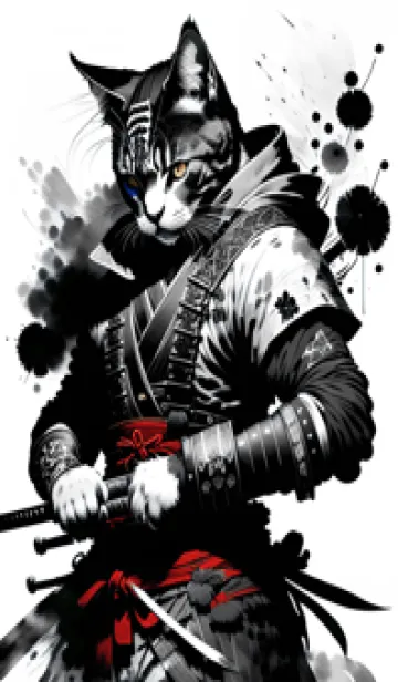 [LINE着せ替え] 墨流し侍猫 C49b6Fの画像1