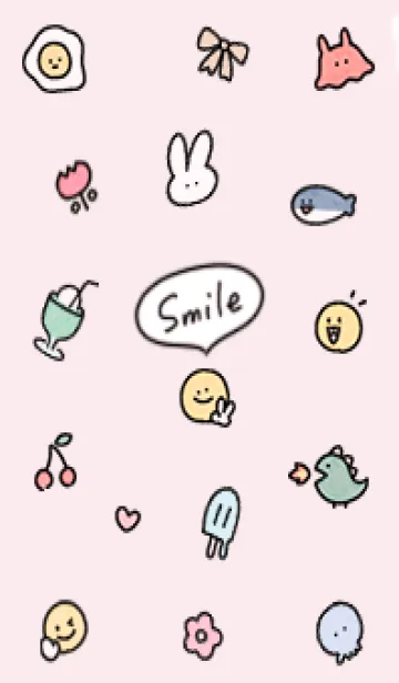 [LINE着せ替え] pink simple smile icon10_1の画像1