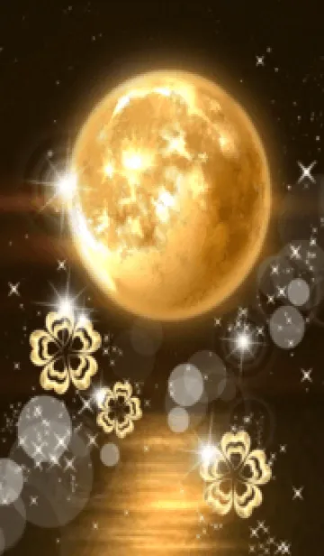 [LINE着せ替え] 運気爆上げ♡黄金満月と黄金クローバーの画像1